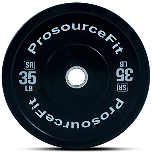 Image of ProsourceFit Solid Rubber Bumper Plates (Sold Individually) with Steel Insert, for Strength Training and Cross Conditioning, Power Lifting