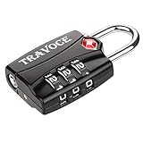 TSA Approved Luggage Locks, Travel Locks Which Also Work Great as Gym Locks, Toolbox Lock, Backpack and More, Black 1 Pack