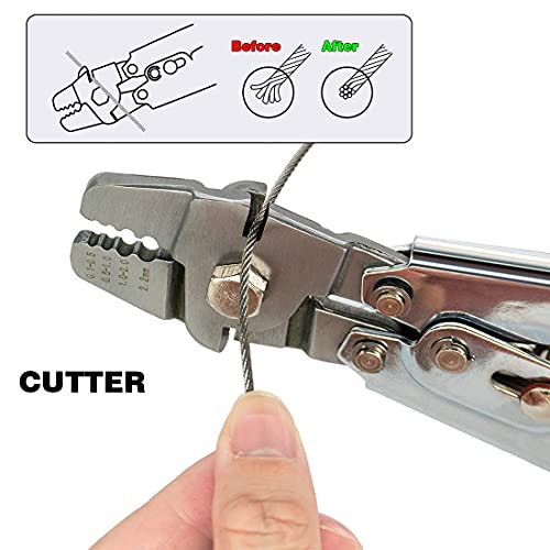 Sanuke Wire Rope Crimping Swaging Tool Cable Crimps Up To 2.2Mm(2/32Inch) With 160Pcs 4Sizes Aluminum Double Barrel Ferrule Crimping Loop Sleeve And 10Pcs Stainless Steel Thimble Assortment Kit #TOP4