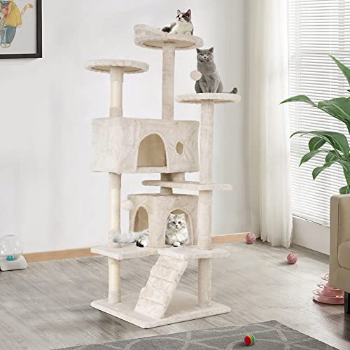 Árbol para gatos multi-nivel de 70 pulgadas con poste rascador miniatura 1