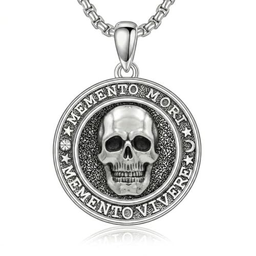 Collier Memento Mori en argent : sublimez votre look gothique au quotidien avec ce pendentif