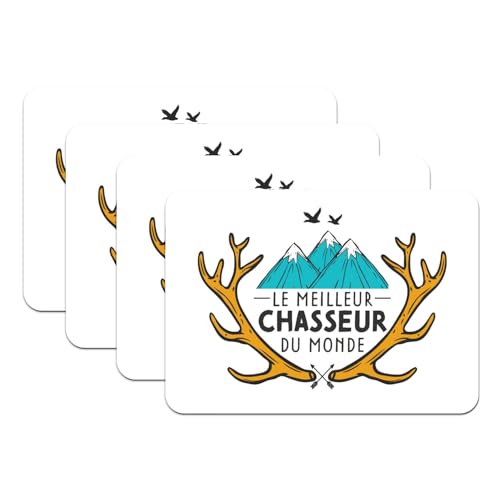 Sets de table caoutchouc antidérapant grand format chasseur x4