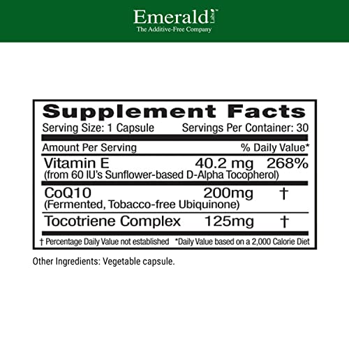 Emerald Labs Coq10 200Mg - Daily Supplement With Natural Vitamin E For Energy Production, Muscle, Cardiovascular & Circulatory Health - 30 Capsules #TOP1