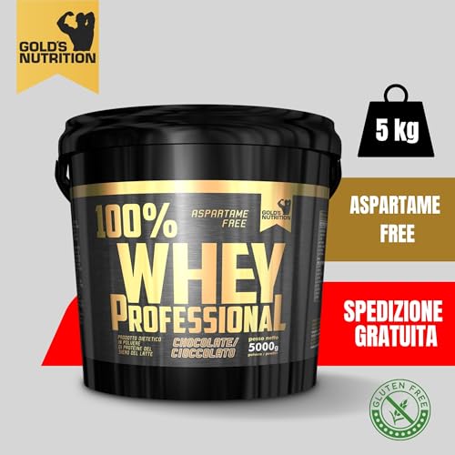 100% WHEY PROFESSIONAL 5 kg proteine siero del latte in polvere + BCAA 100 cps + Shaker 700 ml + OMAGGI Scitec o Gold's Nutrition - 2