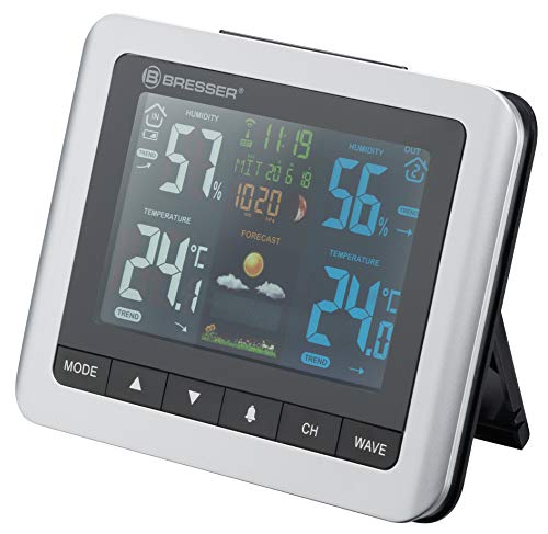 Foto von Bresser 7007510 Wetterstation Funk mit Außensensor MeteoTemp WTMmitInnenundAußenthermometer, Hygrometer, Luftdruck, Mondphasen und Wettervorhersage, Grau