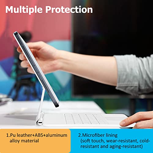 Funda teclado iPad Pro 12.9 de estilo mágico en cuero blanco y trackpad Bluetooth 5.0 5