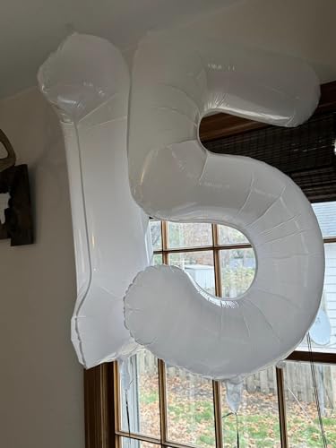 Image of White Number 13 Balloon 40 inch, 13 Number Balloons, 13th White Birthday Decorations 13 Year Old Party Supplies