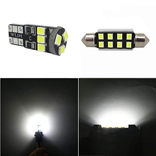 Image of WLJH White LED Interior Bulb Kit for BMW E46 Sedan Wagon Coupe 1999-2006 | 300lm, Canbus, White Cabin Lighting, Dome, Map, Footwell, Courtesy, Trunk and Cargo, License Plate Light, 17-Pack
