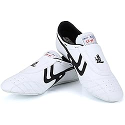 Zapatillas Kojondo Zapatos de Taekwondo, Zapatos Antideslizantes de Artes Marciales, Artes Marciales Zapatilla de Deporte de Boxeo Karate Kung Fu Zapatos de Tai Chi de Rayas Negras Ligeros para Hombres Mujeres Niños(37)