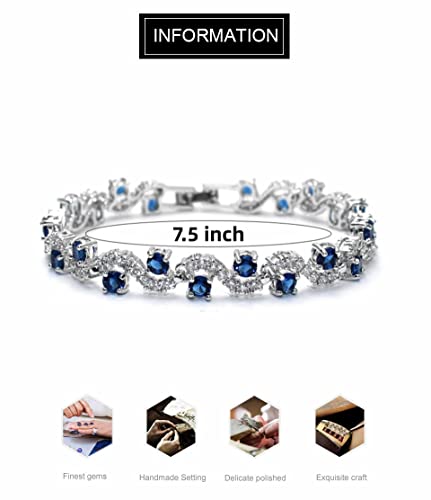 18K white gold bracelet paired with sapphire moissanite in a fashionable design style, showcasing your charm and temperament when wearing it as a birthday gift4