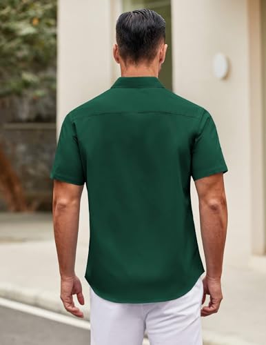 Image of COOFANDY Mens Short Sleeve Casual Button Down Shirts Summer Untucked Dress Shirts with Pocket