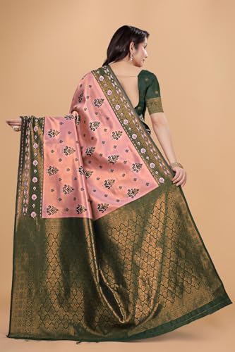 Image of Traditional Banarasi Silk 5.50 Meter Saree With 0.8 Meter Unstitched Blouse Piece For Wedding, Family Function, Festival And Special Occasion