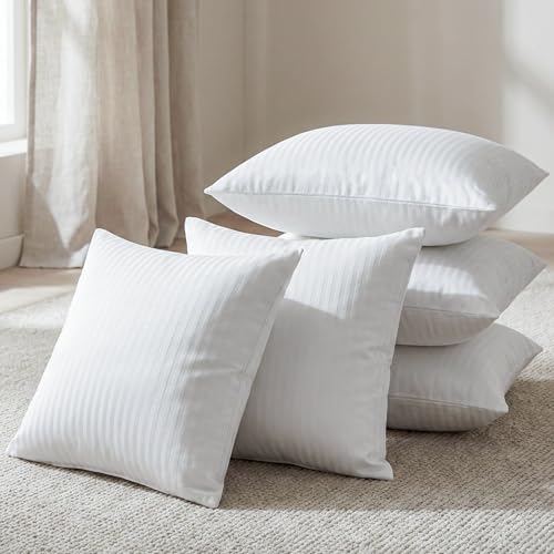 Image of AYKA Microfiber Cushion Filler Set of 5 (24x24 Inch) | Soft & Fluffy Sofa Cushions Inserts | Premium Polyester Fiber Throw Pillows for Sofa, Couch, Bed & Living Room Decor | White