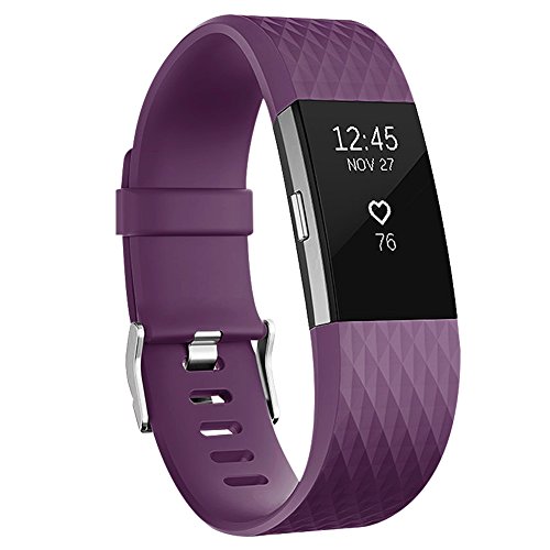 Vancle Bands for Fitbit Charge 2 Special Edition, Adjustable Replacement Accessory Sport Wrist Band (No Tracker), Plum, Large