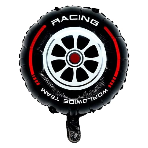 Image of Atpata Funky Helmet and Tyre shape Biker Theme Rider Foil Balloons (Set of 6pcs.) - Perfect for Racing theme Bike Lovers Birthday Decorations.