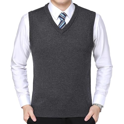 Dcvmvmn 2024 Classic Men's Business Vest Sleeveless Warm Sweater Vest V-Neck Knitted Vest2