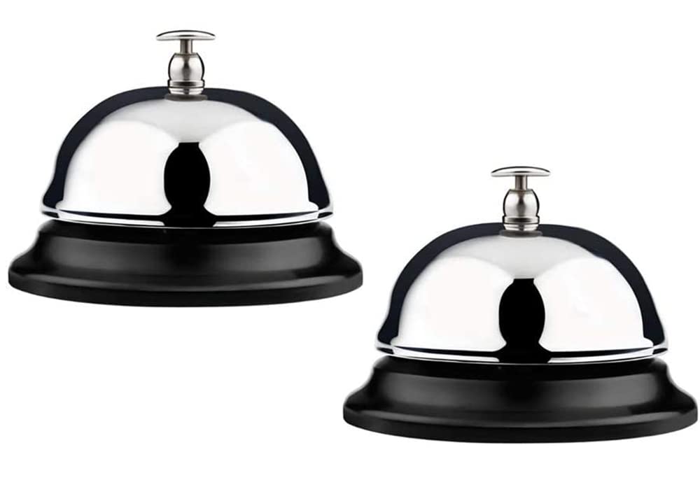 Rubik Desk Call Bell 3.3 Inch Stainless Steel Service Bell for Elderly Home Hotels, Schools, Restaurants, Reception Areas, Hospitals, Warehouses (2 Pack)