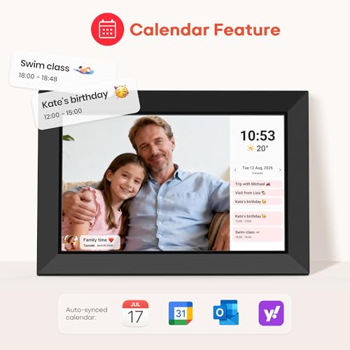 Image of Frameo 10.1 Inch WiFi Digital Picture Frame with 32GB Memory, 1280 x 800 IPS Touch Screen Smart Electronic Photo Frame, Wall Mountable, Auto-Rotate, Share Photos /Videos Via Frameo App from Anywhere