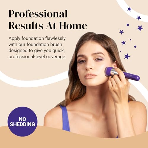 Image of Keshima Large Flat Top Kabuki Foundation Brush - Neon Purple Premium Makeup Brush for Liquid, Cream, and Powder - Buffing, Blending, and Face - 1.6 inch Top Diameter
