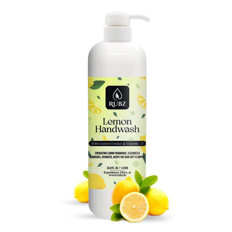 Rubz Lemon Handwash | With the Goodness of Lemon Extract | Paraben Free Liquid Gel | Complete Protection for Soft Hands | Best for Hotel, Spa, Salon, Family, Gym | 1 Litre (B0CJG1HC3N) Amazon Price History, Amazon Price Tracker