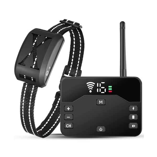 TeqHome-Wireless-Dog-Fence-2024-Upgraded-Electric-Fence-for-Dogs-Training-Collar-with-Remote-2-in-1-Wireless-Pet-Boundary-Containment-System-Adjustable-Range-Sizes-IP65-Waterproof-for-1-Dog Wireless Dog Fence 2024 - TeqHome Electric Fence for Dogs