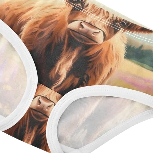 Brown Highland Cow Girl Panties Cute Toddler Girls Underwear Cotton Fun Underpants Briefs 2t4