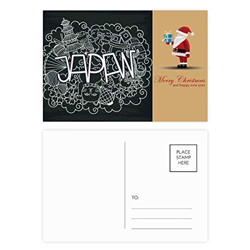 Cartes postales chat et père Noël lot de 20 en noir et blanc