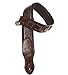 Walker & Williams G-110 Mahogany Brown Padded Guitar Strap with Embossed Live Oak Tooling For Acoustic, Electric, And Bass Guitars