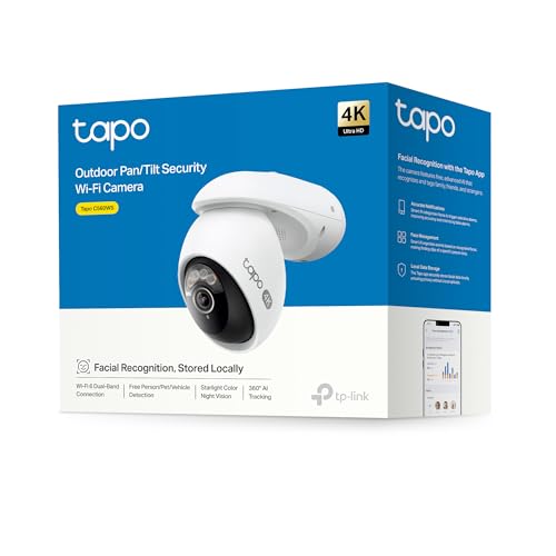 Tapo C560WS 4K 360° WLAN-Überwachungskamera für außen, Wi-Fi 6 Dual-Band, Farbnachtsicht, kostenfreie KI-Erkennung, Smart Tracking, Licht- & Ton-Alarm, Zwei-Wege-Audio, MicroSD-Karte Bis zu 512 GB
