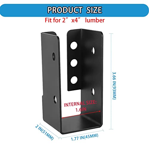 YVHFWOY Concealed Joist Hanger 24PCS,2"x4" Joist Bracket,Framing Bracket,Railing Brackets,Q235B Steel Powder-Coated Joist Hanger Fit for Beam,Swing, Handrail,Fence by YVHFWOY - Image 2