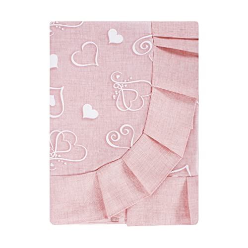 Mantel de mesa plastificado encerado loneta antimanchas cocina salón fantasía corazón volantes 6 plazas y 12 plazas (6 plazas, rosa)