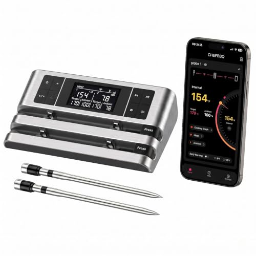 Wireless Meat Thermometer, Dual Probe, 500FT App Monitoring