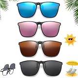 Gusmigus 4 Pièces Clip Solaire pour Lunettes de Vue Surlunettes de Soleil Flip Up Clip Lun...