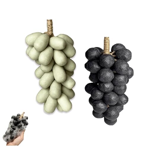 Jabón de uva con cuerda, jabón artesanal de racimo de uva verde natural elaborado en frío, fórmula natural y limpieza suave, exquisita decoración para el hogar y opción de regalo para (mix)