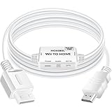 HOXIBSL Wii to HDMI Converter Adapter 1080P Video Output,with 3.5mm Audio Jack,Support 4:3/16:9 Screen Aspect Ratio Switch,Compatible with Wii,U,HDTV, Monitor （White-6.56FT）