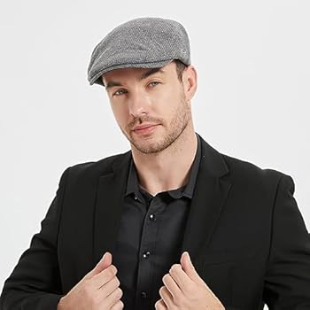 HIQIU Heren Schiebermütze van katoen met elastische band - Gatsby Efeu Hoed Flatcap Heren Newsboy Cap Schermmuts Baskenmuts voor lente, herfst en winter, Donkerblauw, One size
