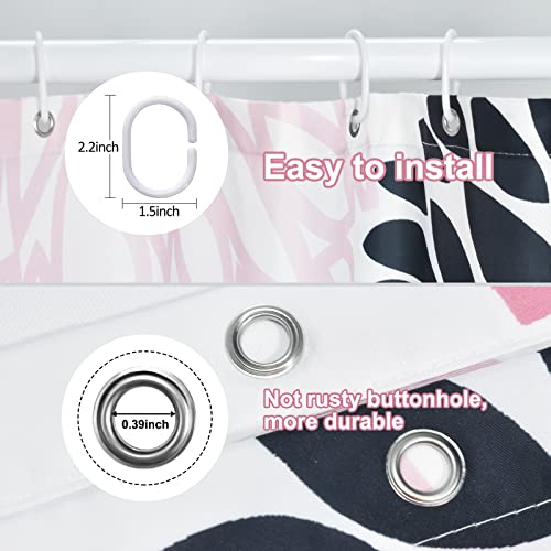 Dahlia Flower Shower Curtain, Floral Bathroom Decor, Waterproof Polyester Fabric Pink Black Grey Set, With 12 Hooks 72 X 72 #TOP3