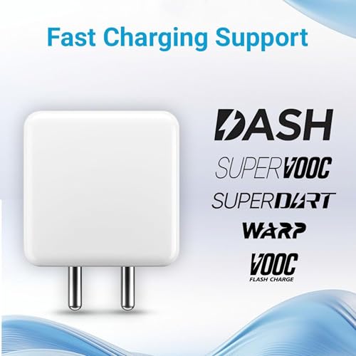 Image of KALIAT 65W Fast Charger with 10A Red USB Type-C Cable | Compatible with One Plus 12 /12R /11 /11R /Nord CE 5G | SuperVOOC VOOC PD Mobile Charging Adaptor | Type C Wall Charger