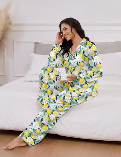 Image of SHESHOW Satin Pajamas for Women Set Long Sleeve Button Down Sleepwear 2 Piece Nightwear Women Pjs Sets Size XS-XXL