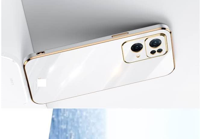 Image of Apurb Store for Oppo Reno 7 Pro 5G Plating Square Gold Frame Phone Case Luxury Soft Silicone Back Cover (for Oppo Reno 7 Pro 5G, White)