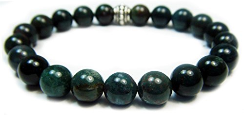 The Magic Is In You Bloodstone 8mm Round Genuine Crystal Gemstone Beaded Bracelet on Elastic Cord