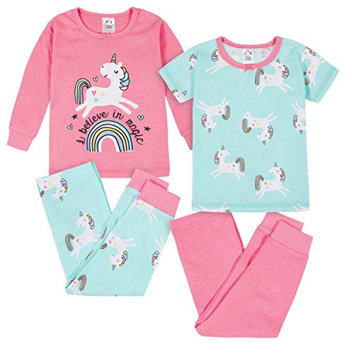 GERBER - Gerber Pyjamas 4 pièces, ajustement parfait, pour bébés filles/tout-petits