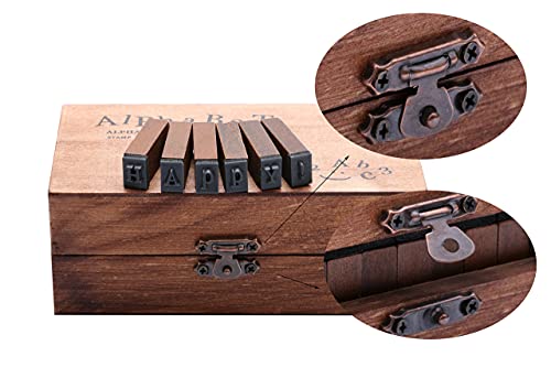 Image of Wooden Rubber Number Letter, Dedoot 70 pcs Alphabet Stamps Vintage Wooden Rubber Letter Number and Symbol for Card Making Painting Teaching