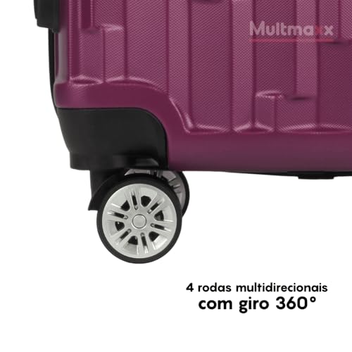 Mala de Viagem de Bordo 10Kg em ABS Rodinhas Giro 360º e Fechadura de Combinação Multmaxx (Roxa)