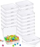 MFDSJ 12 Pcs Mini Plastic Storage Containers Box with Lid, 3.5x2.4 Inches Clear Rectangle Box for Collecting Small Items, Beads, Game Pieces, Business Cards, Crafts Accessories