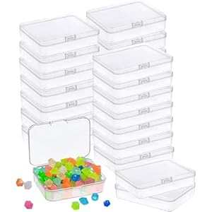 12 Pcs Mini Plastic Storage Containers Box with Lid, 3.5×2.4 Inches Clear Rectangle Box for Collecting Small Items, Beads, Game Pieces, Business Cards, Crafts Accessories