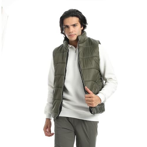 سترة بومبر أساسية بقبة عالية للرجال من اندورا، لون زيتي داكن، مقاس 2 اكس لارج (2XL)