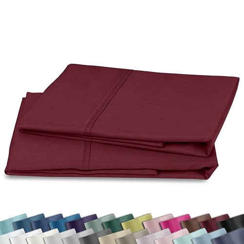 California Design Den King Size Pillowcase Set - 400 Thread Count, 100% Cotton Sateen, Set of 2 Pillow Covers, Soft and Breathable - Burgundy Red California Design Den King Size Pillowcase Set - 400 Thread Count, 100% Cotton Sateen, Set of 2 Pillow Covers, Soft and Breathable - Burgundy Red