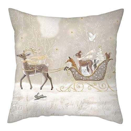 Housses de Coussin Décoratif Cerf de traîneau Velours Doux Jeter Taies d'oreiller Housse de Coussin de Voiture pour Chambre Salon Bureau canapé-lit décor de la Maison Ensemble Pillowcase,40x40cm T5373