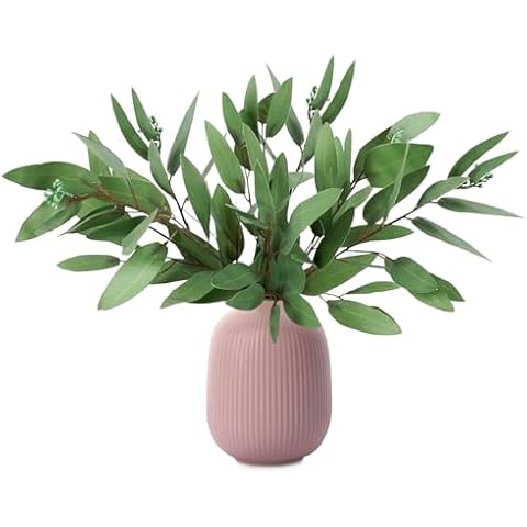 WAYNHUI 3 Pack Faux Real Touch Artificial Eucalyptus Stems with Seeds 31'' Tall Faux Greenery Stems for Bridal Wedding Bouquet Vase Table Centerpiece Decor (Green 3pack) Cover